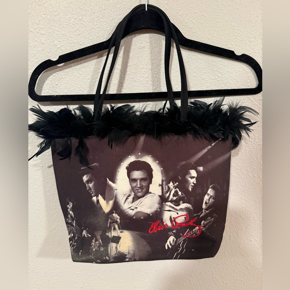 ASHLEY M VINTAGE ELVIS PRESLEY FEATHER PURSE - Picture 2 of 4